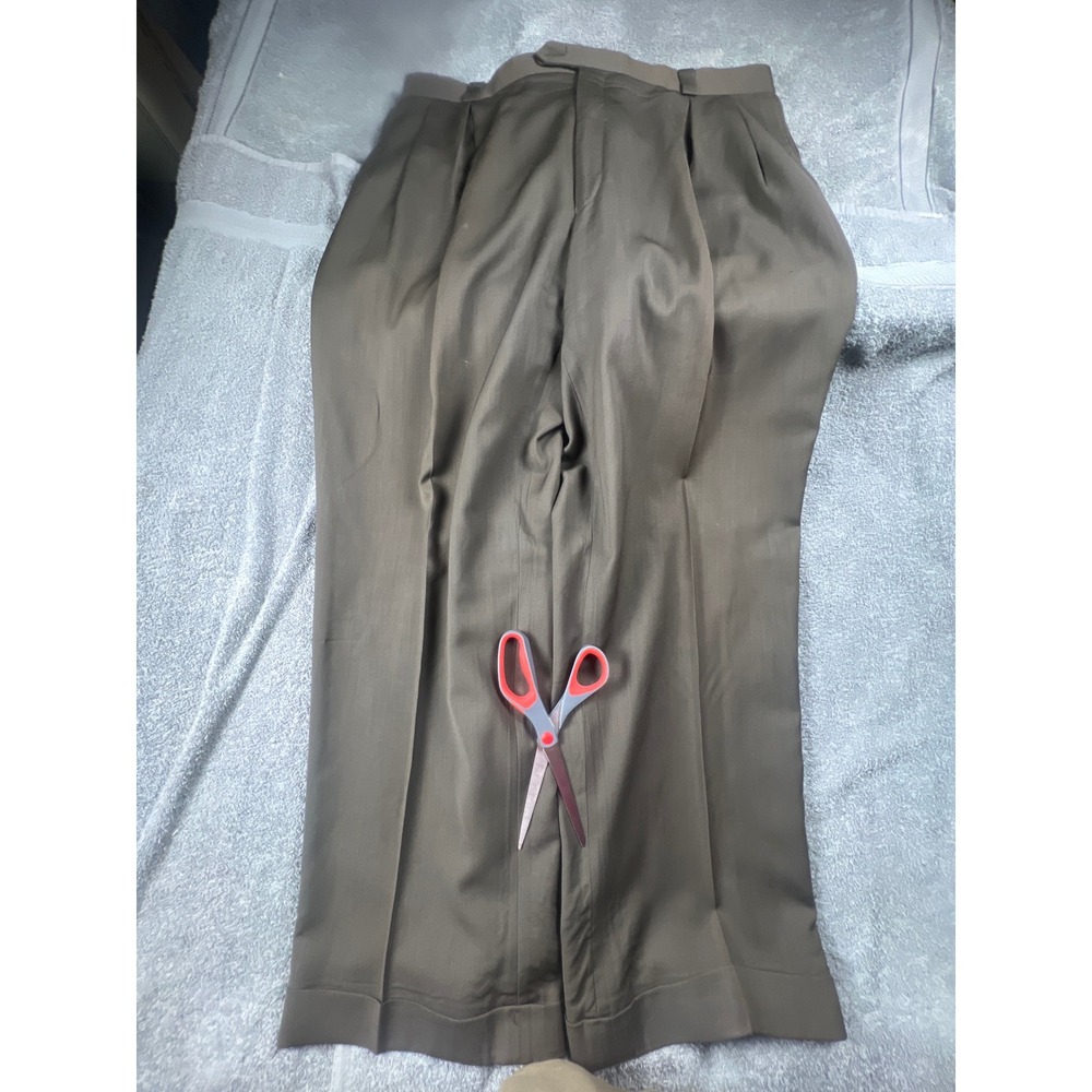 FUBU‎ Men's Brown Pleated Wool Blend Dress Pants Size 40W 32L